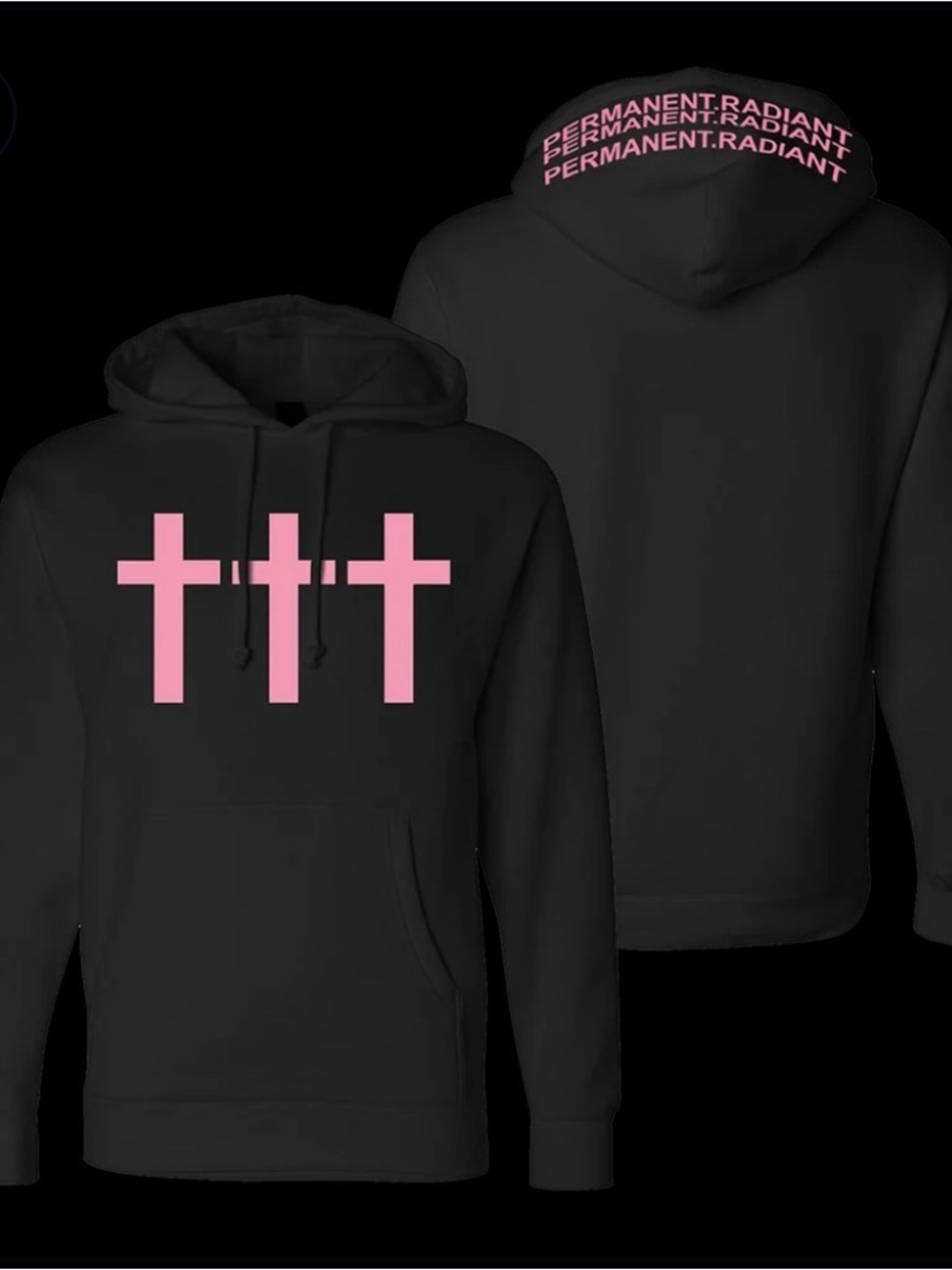 CROSSES BAND ††† PERMANENT.RADIANT BLACK & PINK HOODIE LARGE CHINO DEFTONES